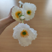 Vlčí máky,  textilní dekorace, květina bílá 60cm